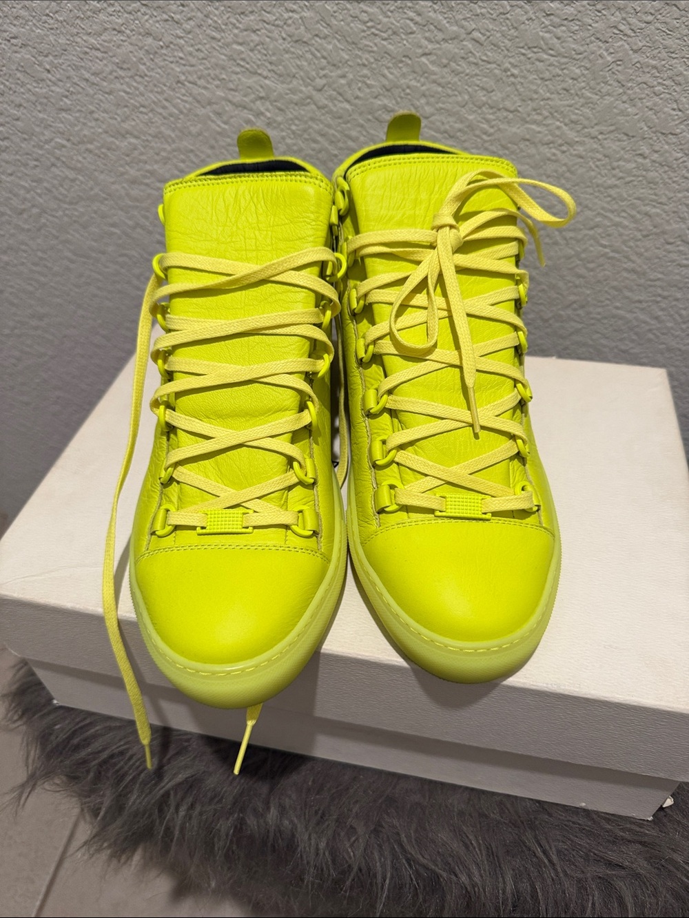 Balenciaga Neon Yellow High-Top Sneakers
